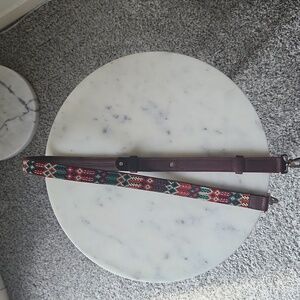 Consuela slim embroidered leather purse strap